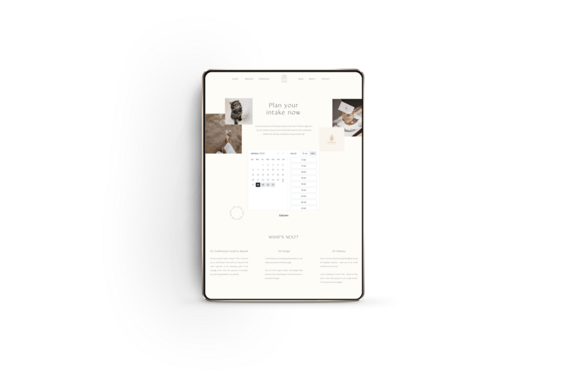 Showit booking page Wabi Sabi
