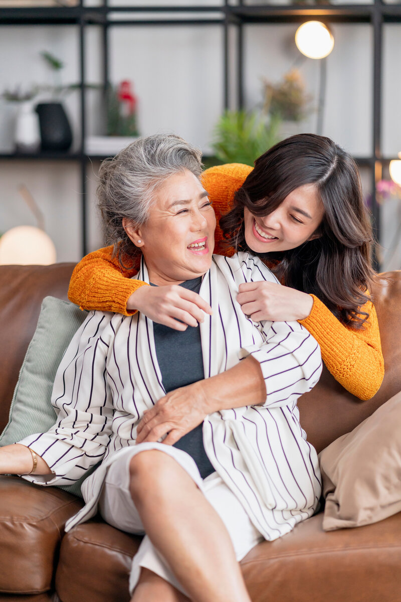 Mom and daughter hugging