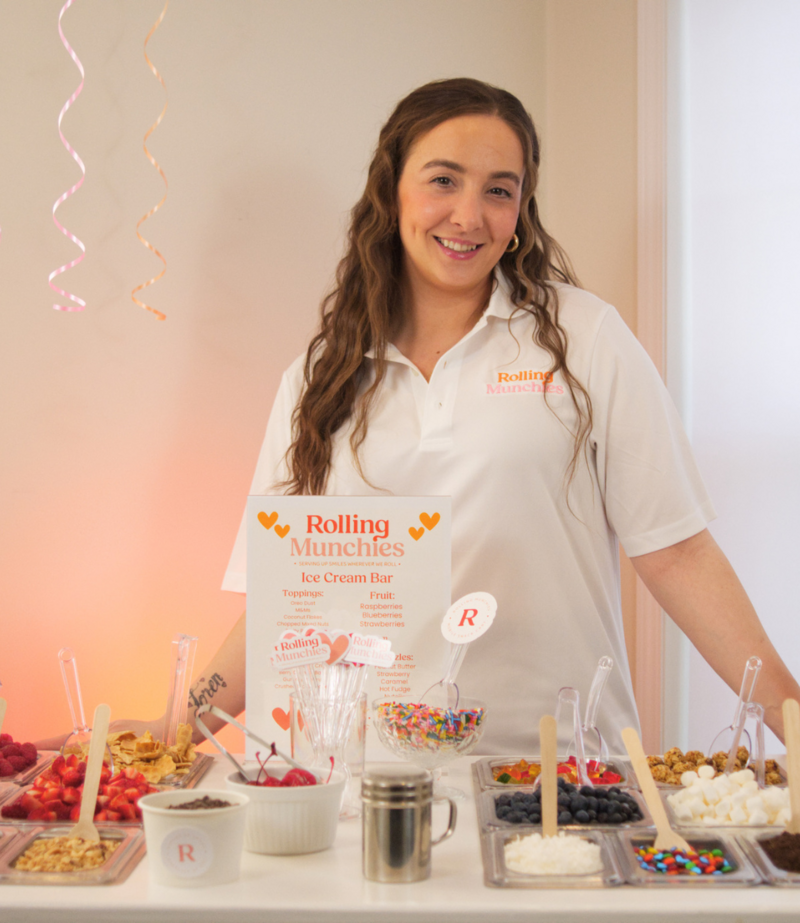 Rolling Munchies ice cream cart with toppings