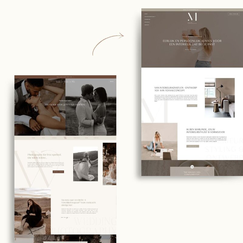 Showit template personalisatie Marlinde Interieurontwerp