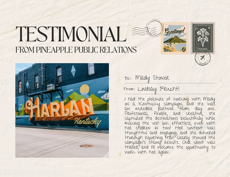 Testimonial from Pineapple Public Relations, Harlan, Kentucky, highlighting their services and client satisfaction.