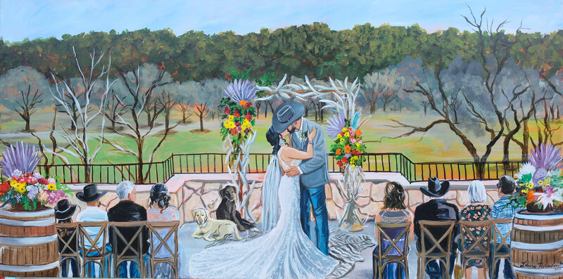 sendera springs live wedding painting by Laura Herndon