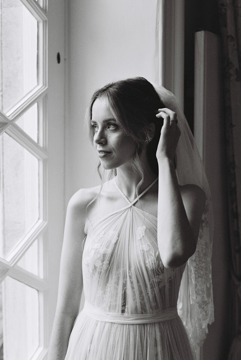 35mm bridal portrait at Gloucestershire wedding