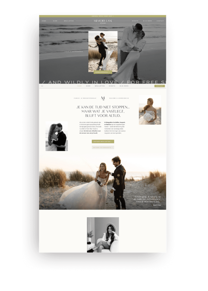 Showit website template voor trouwfotografen