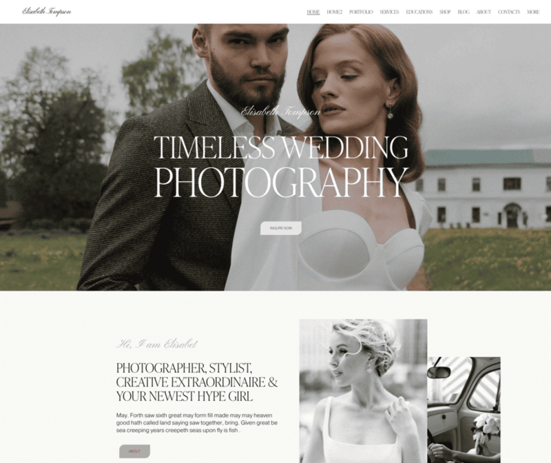 Squarespace website template photography