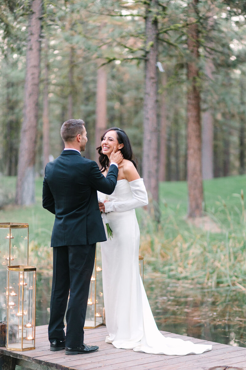 Bride takes portraits with her bridesmaids