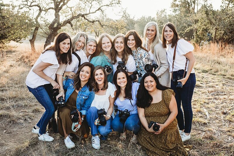 group of female photographers at an in person retreat