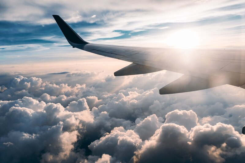 plane wing in sky
