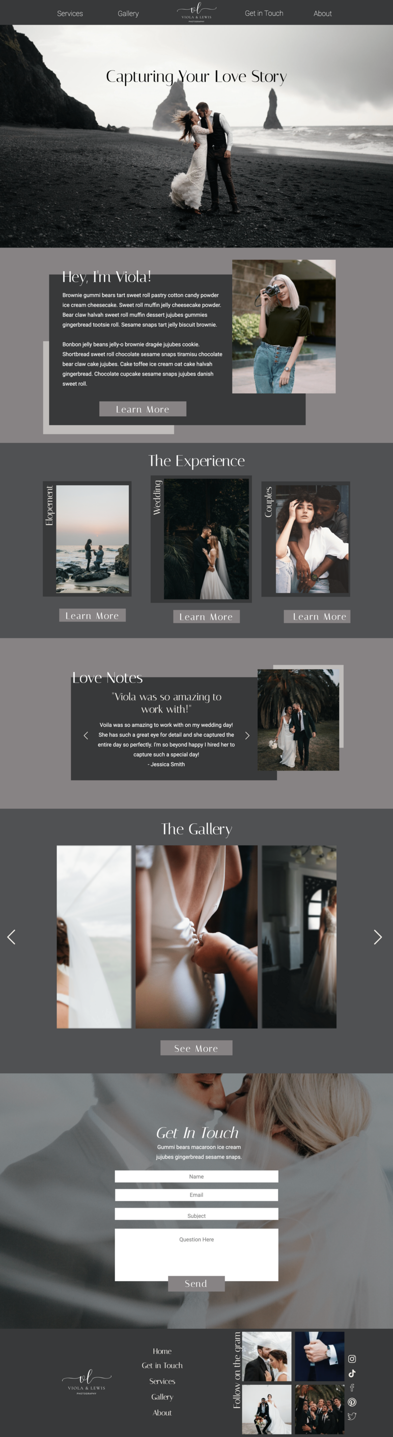 Homepage of the Aurora Glow Showit Template. 