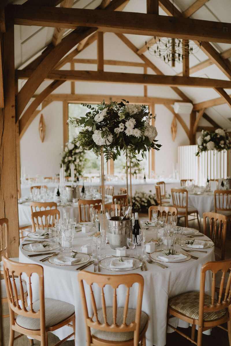 Tall display of flowers at Brinsop Court