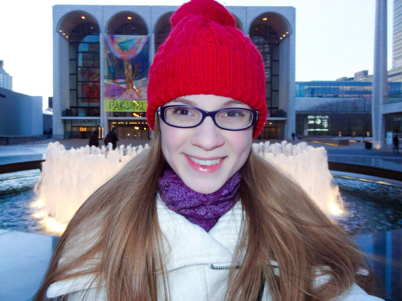 selfie of Erika Rene in front of the Met Opera in NYC