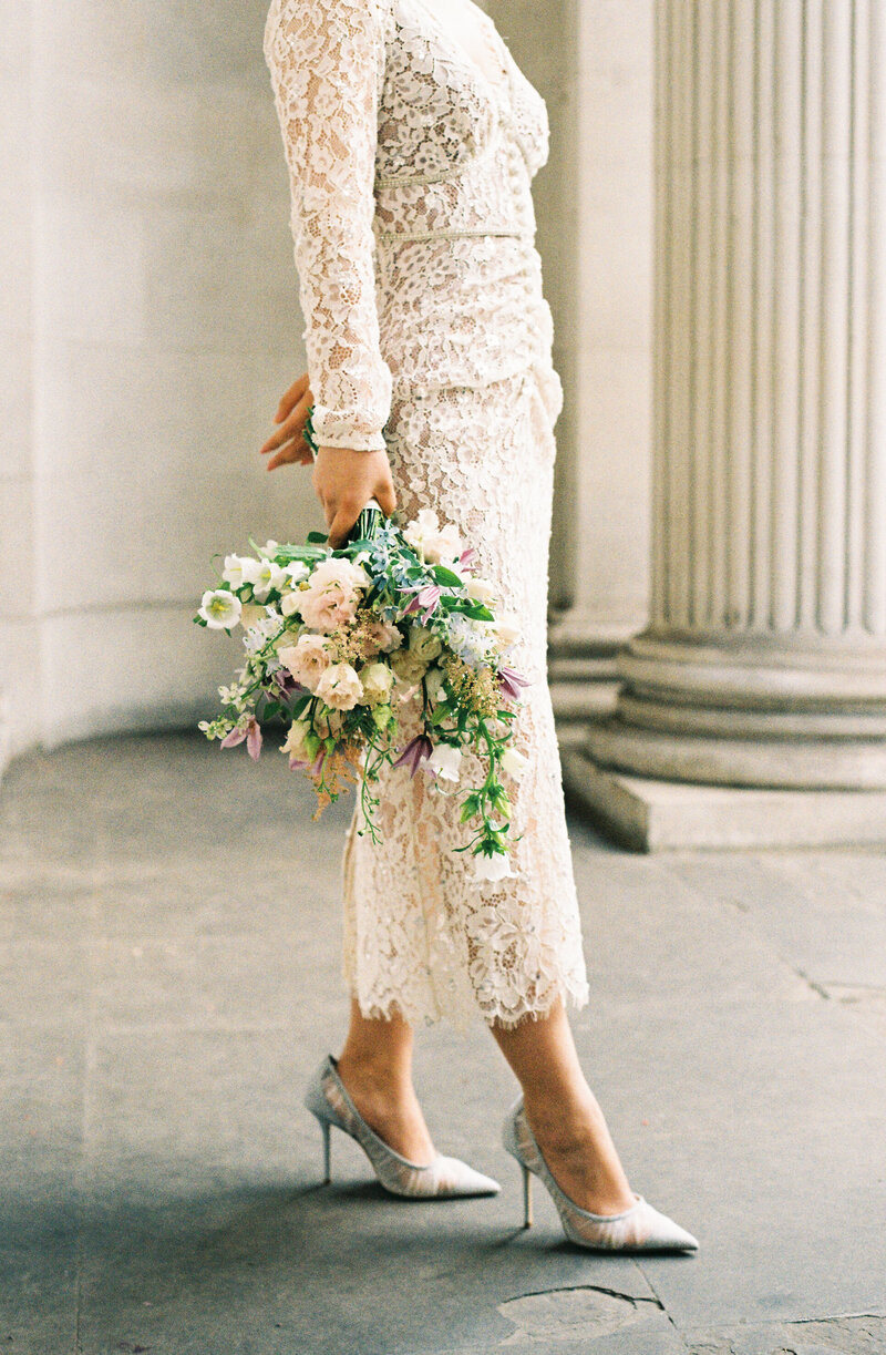 Wedding flowers at Old Marylebone Town Hall captured on 35mm film