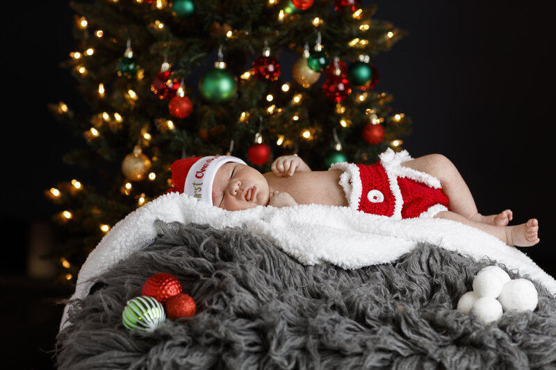 Newborn Baby First Christmas Tree Santa Hat Lights Snowball Ornaments