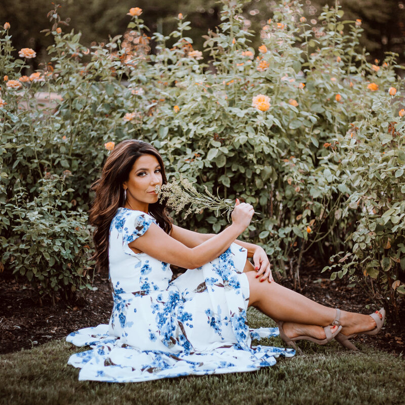 me blue dress with flower