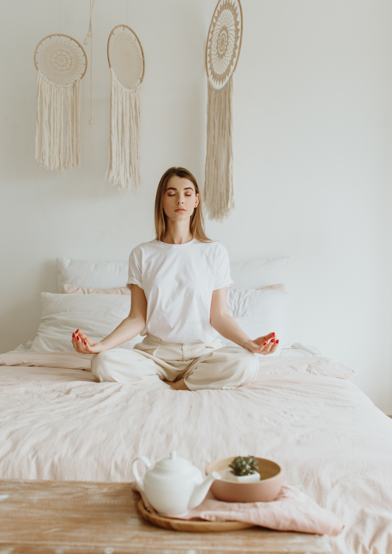 Woman meditating and working on mindset