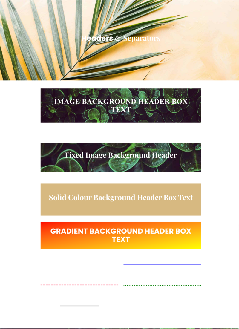 Code Snippets - Headers & Spacers