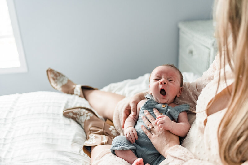 Newborn yawning photography at home