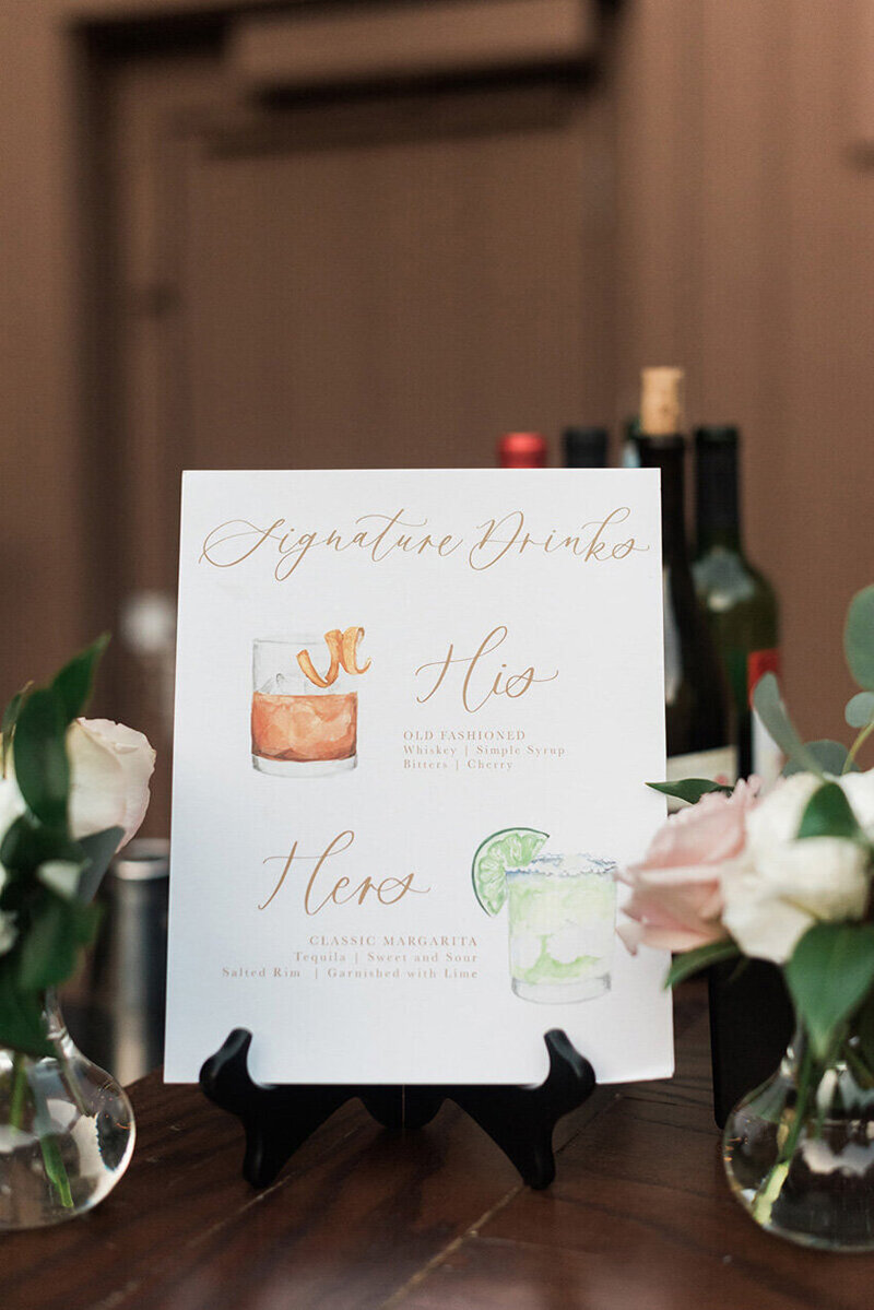 pirouettepaper.com | Wedding Stationery, Signage and Invitations | Pirouette Paper Company | Bar Signs and Bar Menus | Watercolor Signature Drinks 21