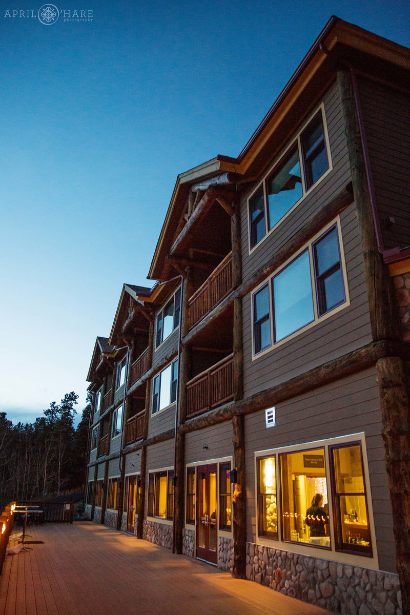 The Lodge at Breckenridge photographed at Dusk from the Skyview Deck