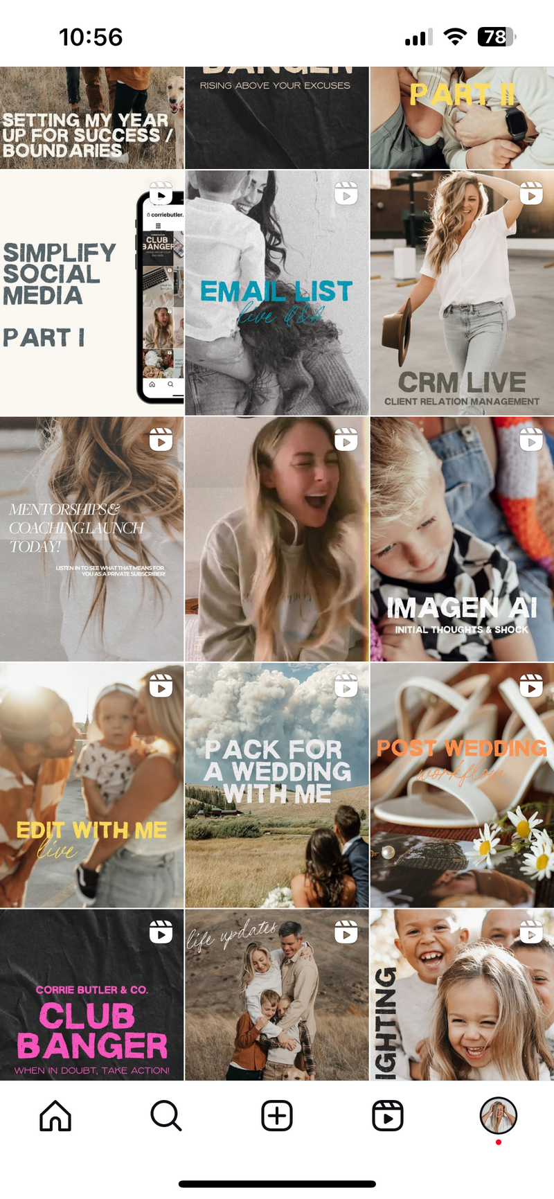 Corrie Butler and Co Instagram grid mockup