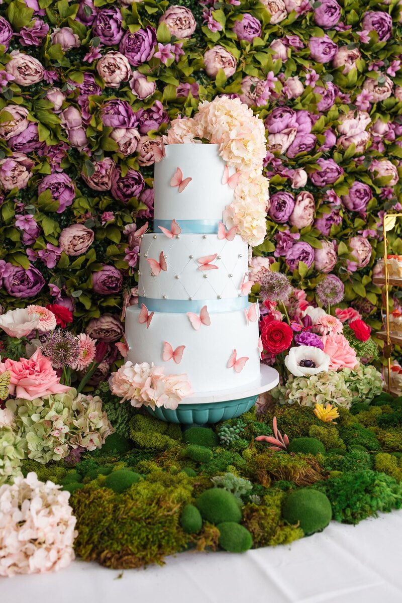Sweet sixteen birthday cake with butterflies