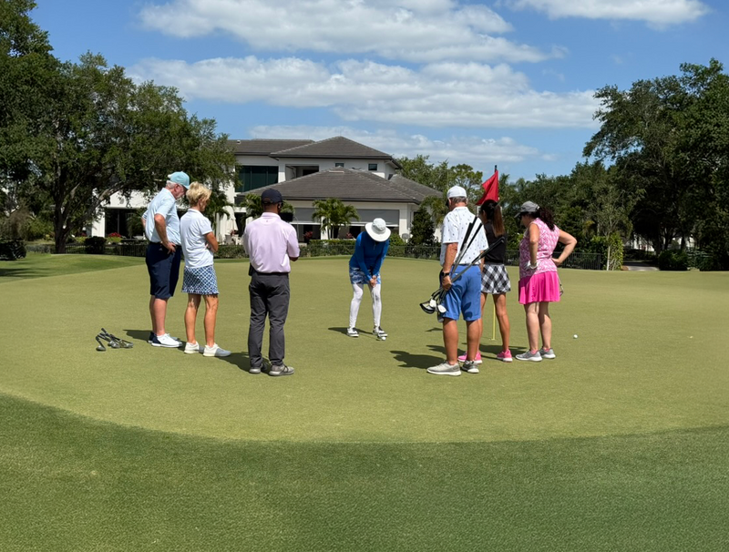 Renee O’Higgins, PGA and LPGA golf instructor teaching a golf school at Quail West in Naples, Florida.