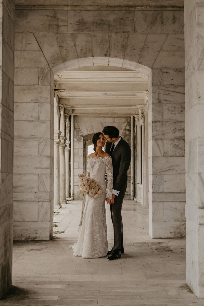 Formal photo of timeless and classic style wedding.