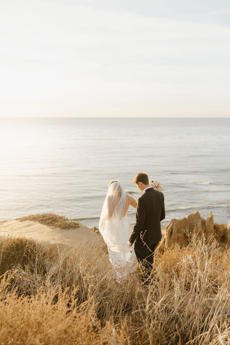 A golden hour sunset wedding photo