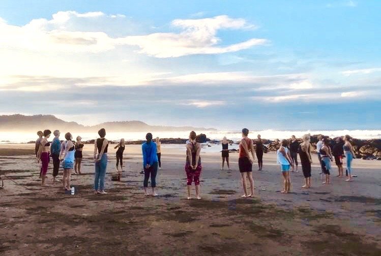 Yoga Class in a Circle on the Playa Negra Beach