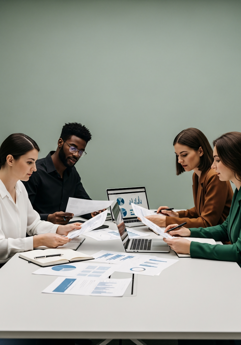Pharma Agency Team discussing over the papers with charts