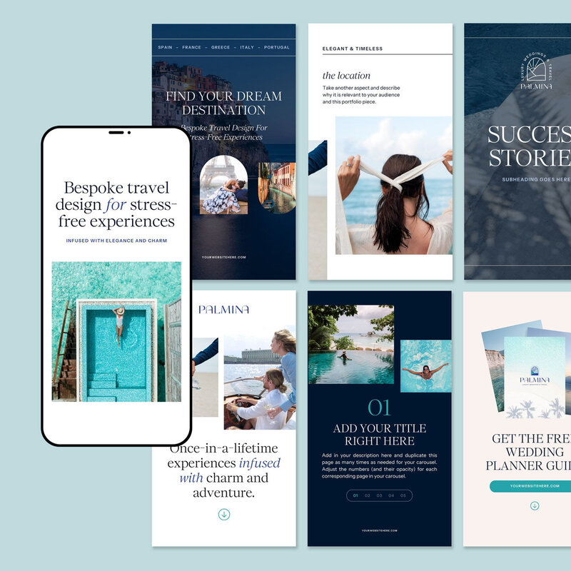 palmina instagram story templates for wedding pros and travel agents