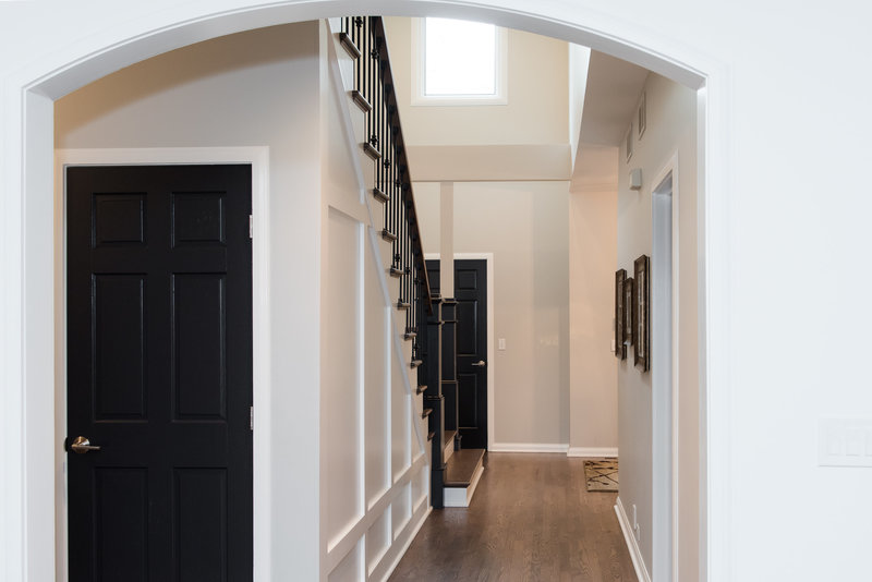 Interior Home Custom Entry Foyer Stairway Wood Flooing