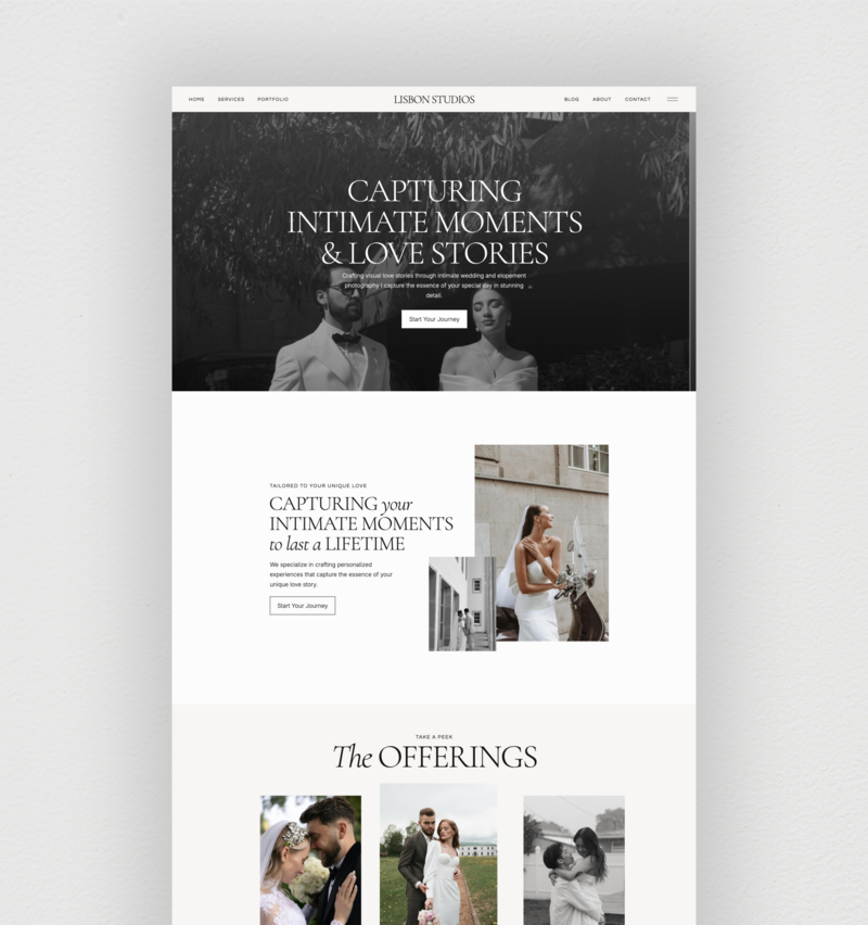 A screenshot of Cotswold Designs' Lisbon Showit Website Template