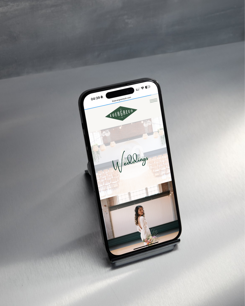 custom Showit website design for The Evergreen, a Portland Wedding Venue
