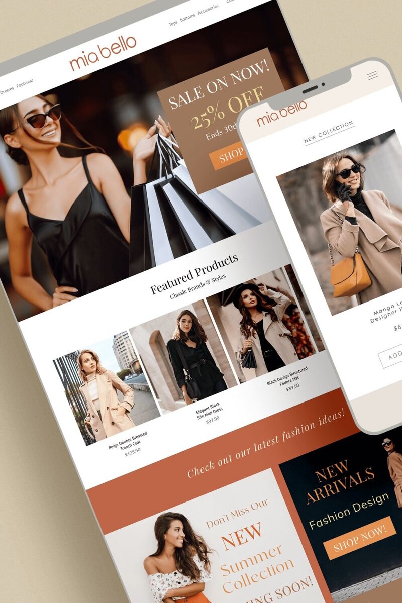 Mia Bello ecommerce website design