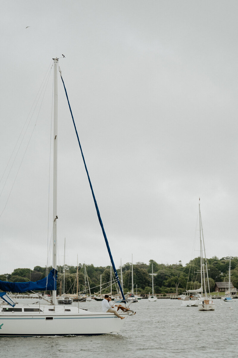 sailboat engagement photos in Newport RI