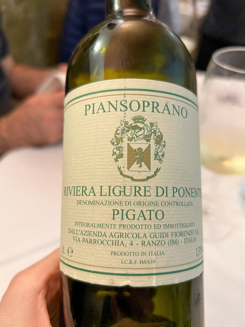 Pigato wine at Alla Lunga Ristorante in Genoa, Italy