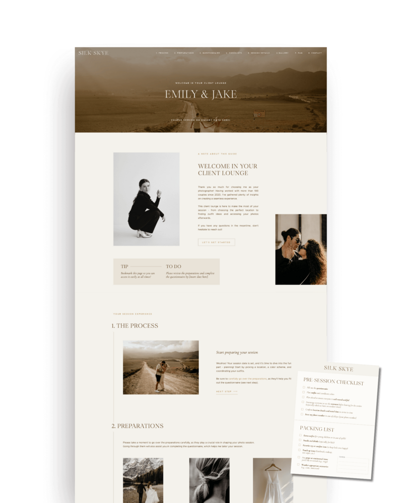 Showit Client Lounge Templates for Photographers 1