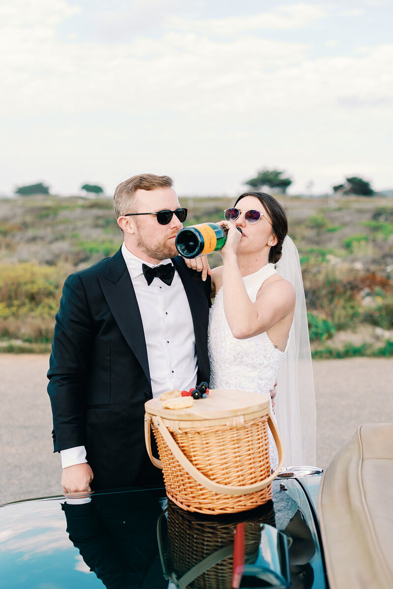 bridal portraits at Mission Ranch Carmel in front of cottage