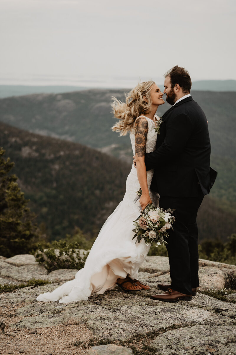 Acadia national park bride and groom