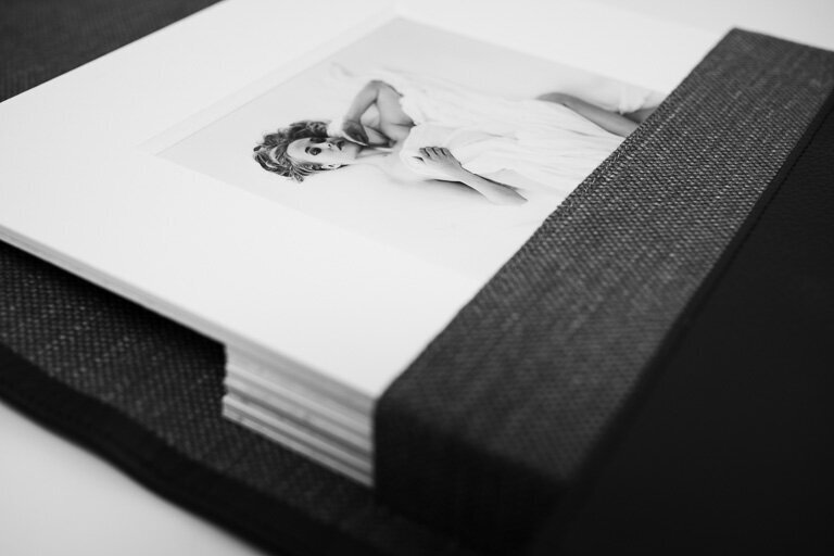 Photo prints in the portfolio close-up