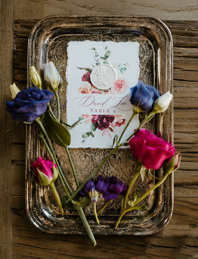 table card for California elopement