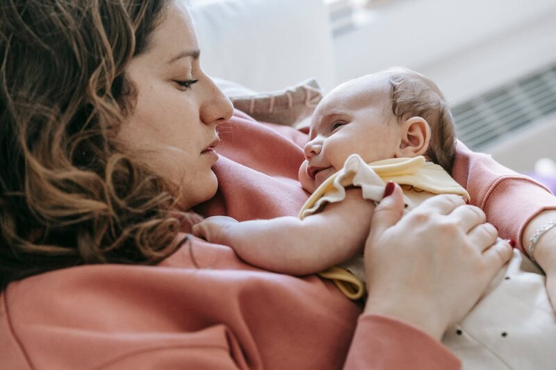 Mother and baby resting together