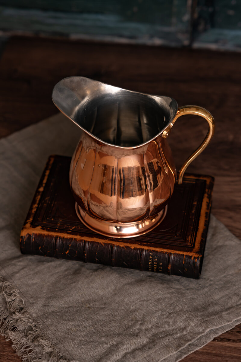 Coppermill Kitchen small pitcher overhead with tin lining