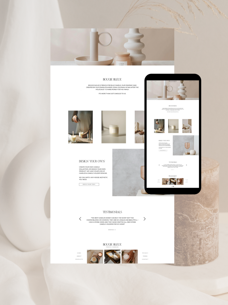 mobile and desktop design for a candle company