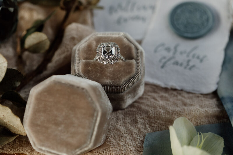 engagement ring in velvet box