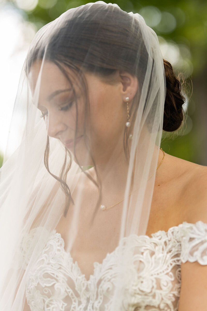 veil bride picture indiana summer wedding