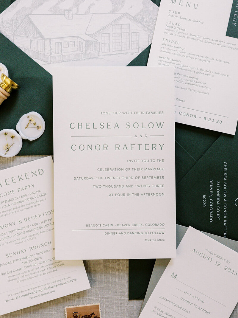 Modern Letterpress Pocket Invitation