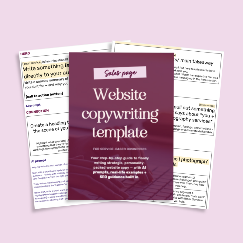 Sales page copywriting template with AI prompts - google doc template + canva template
