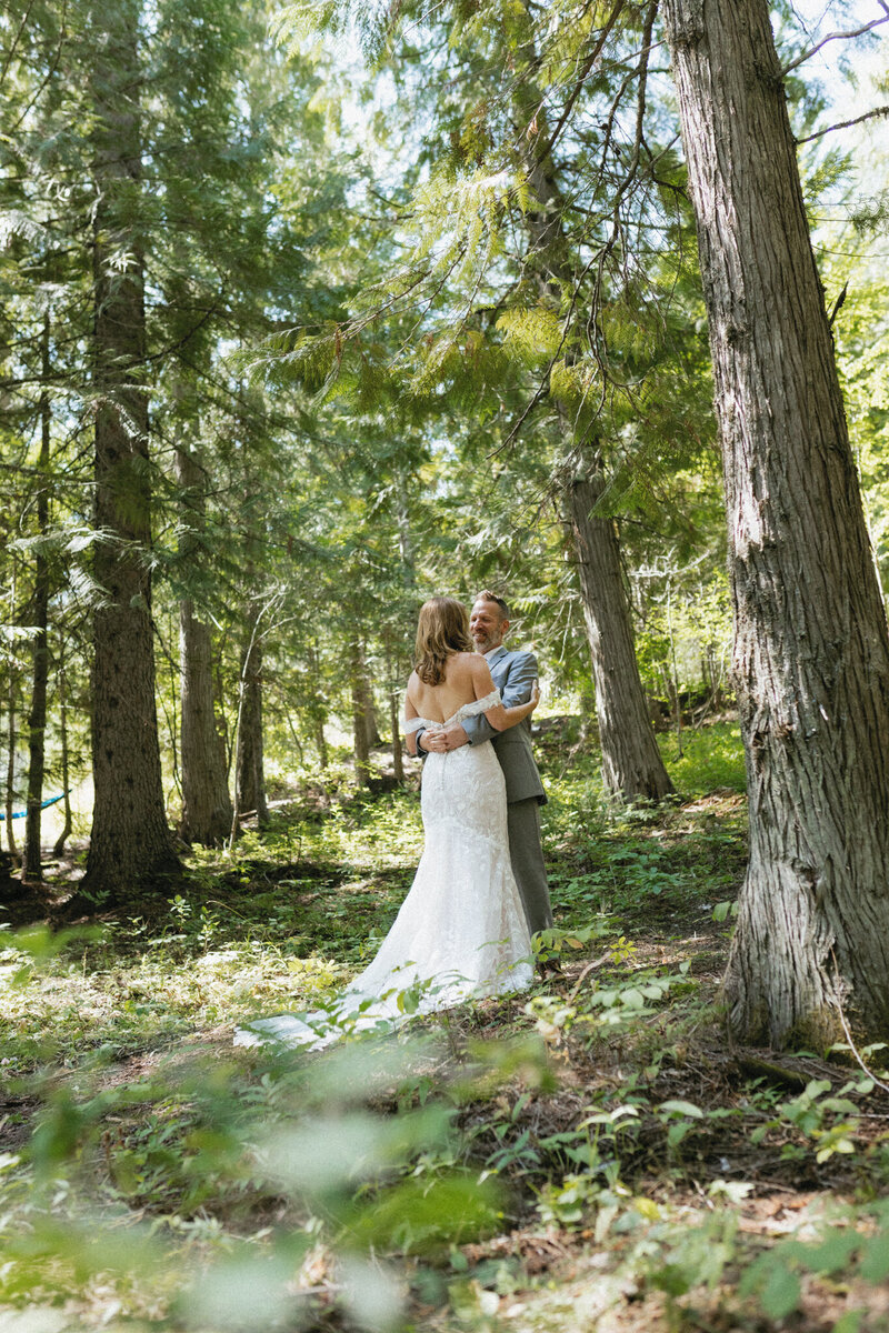 Couple enjoying wedding day in BC outdoors